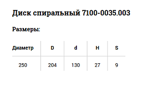 Диск спиральный 7100-0035.003 (диаметр 250) шаг 9 SN-TOOLS